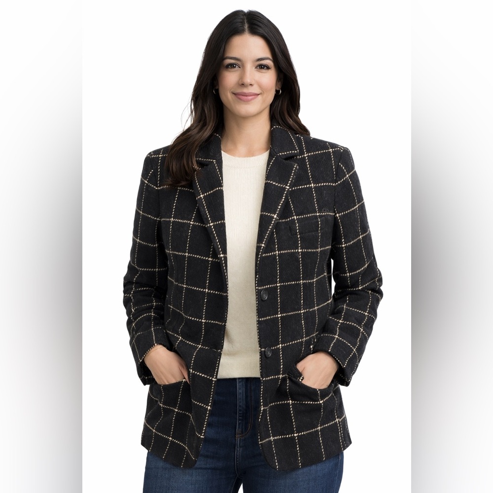 ✨ Lauren Ralph‎ Lauren Black Windowpane Blazer Coat | Size 16 ✨